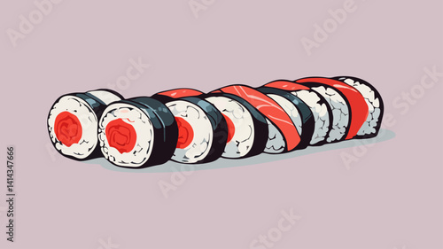  Isolated sushi roll. Japanese food