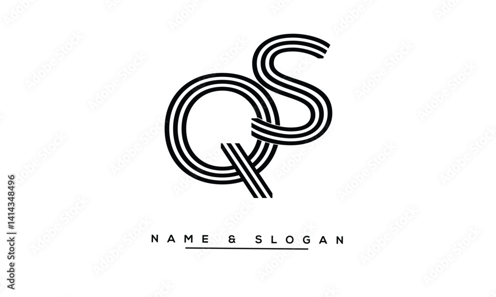 SQ, QS Abstract Letters Logo Monogram