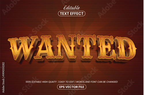 Wanted Editable Text Effect with Vintage Western Style
