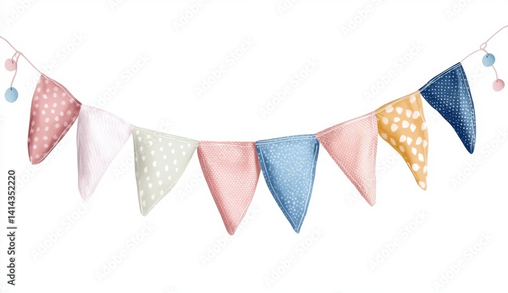 Fototapeta premium Colorful Fabric Bunting Flags for Celebrations and Decorations