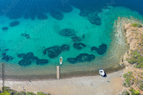 Obraz na płótnie The Bencik Bay drone view in Marmaris Town of Turkey w salonie
