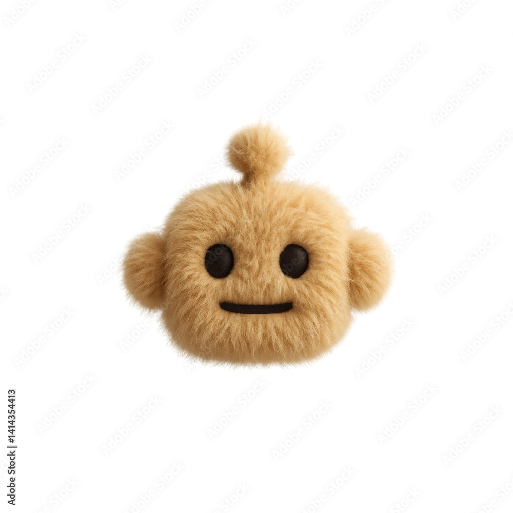Fototapeta premium A fluffy, cute face resembling a cartoon character with round ears and a happy expression.