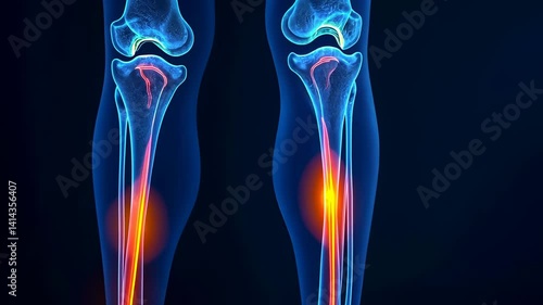 Femur, bone health, fracture risk. Structural integrity. Tibia supports under extreme stress. Ligament tension facilitates joint stability. Muscular force distributes load evenly.