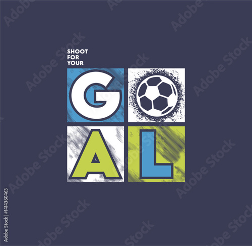 GOAL football stylish t-shirt and apparel abstract design. Vector illustration
