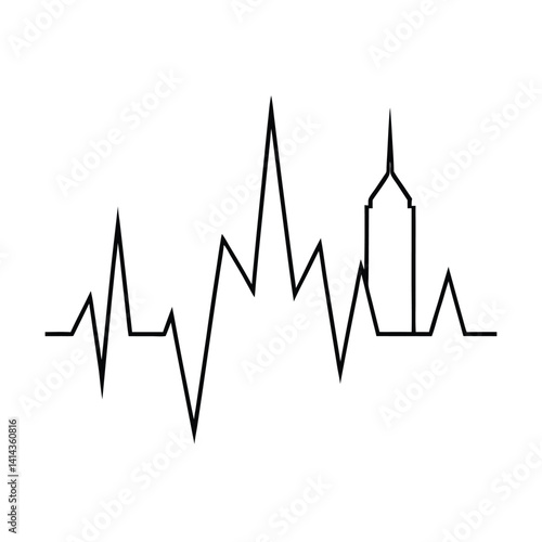 A green vector graphic illustrates the EKG line tracing a heartbeat's wave, forming an abstract heart pulse on the cardiogram chart