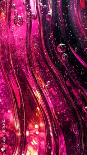 Abstract dark holographic iridescent neon background fluid liquid glass curved wave in motion 3D render modern glowing neon wave line pattern futuristic design