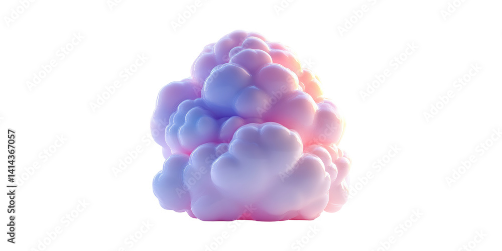 Colorful Abstract Cloud Sculpture. Surreal Art And Imagination In 3D Isolated On Transparent Background Colorful Abstract Cloud Sculpture. Surreal Art And Imagination In 3D Isolated On Transparent Background
