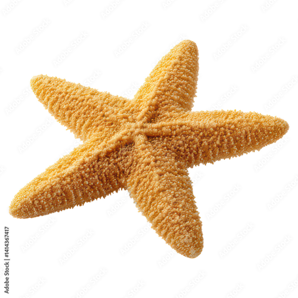 Orange Starfish Close-Up on White Background, Marine Life Detail, isolated on transparent background. Orange Starfish Close-Up on White Background, Marine Life Detail, isolated on transparent background.