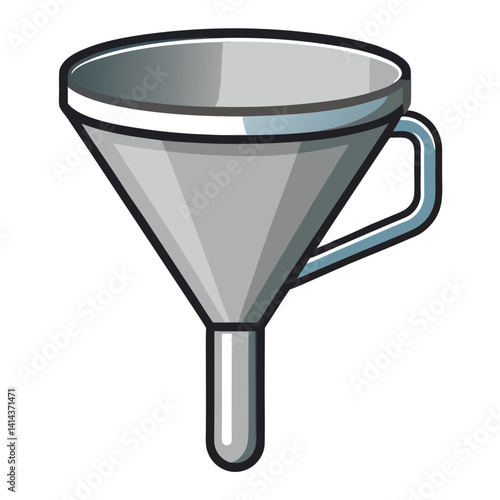 stainless-steel-color-funnel-with-handle vector image on white background