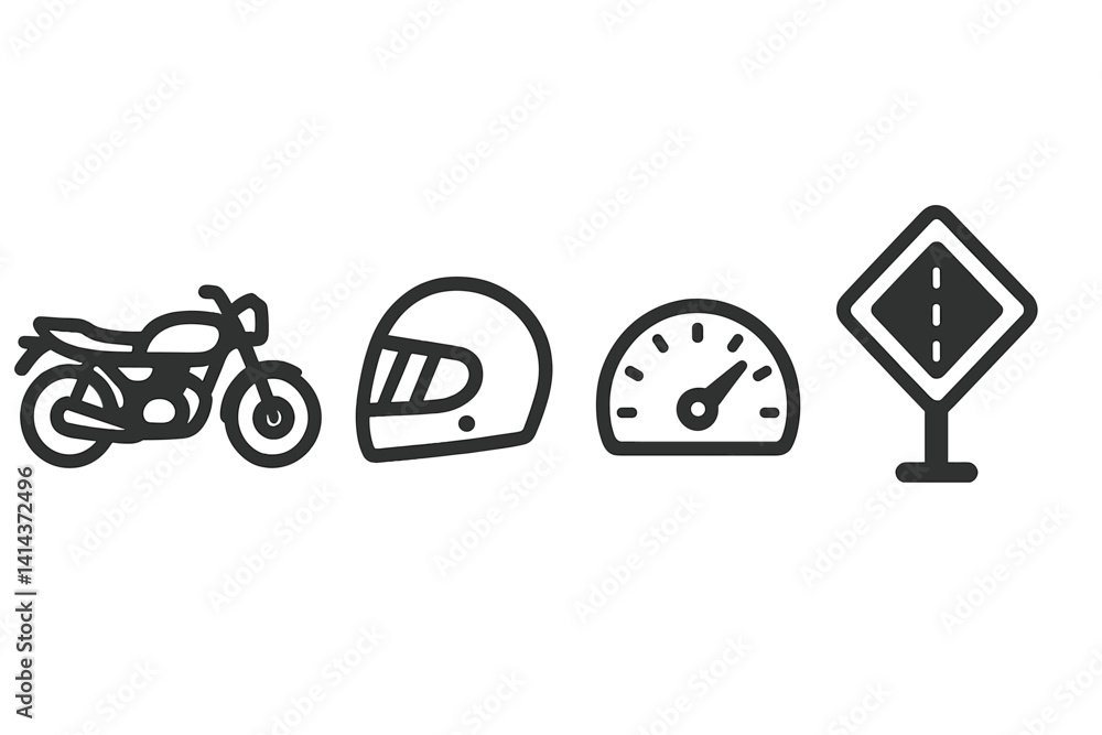 Icons representing safe riding and traffic elements