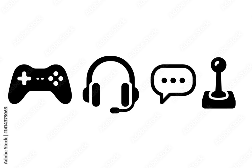 Video game icons featuring communication and gear