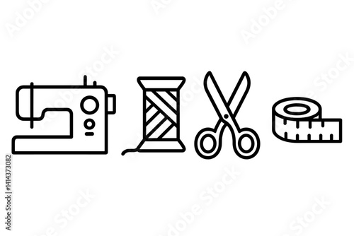 Obraz na płótnie Flat DIY craft icons illustrating sewing and knitting tools w salonie