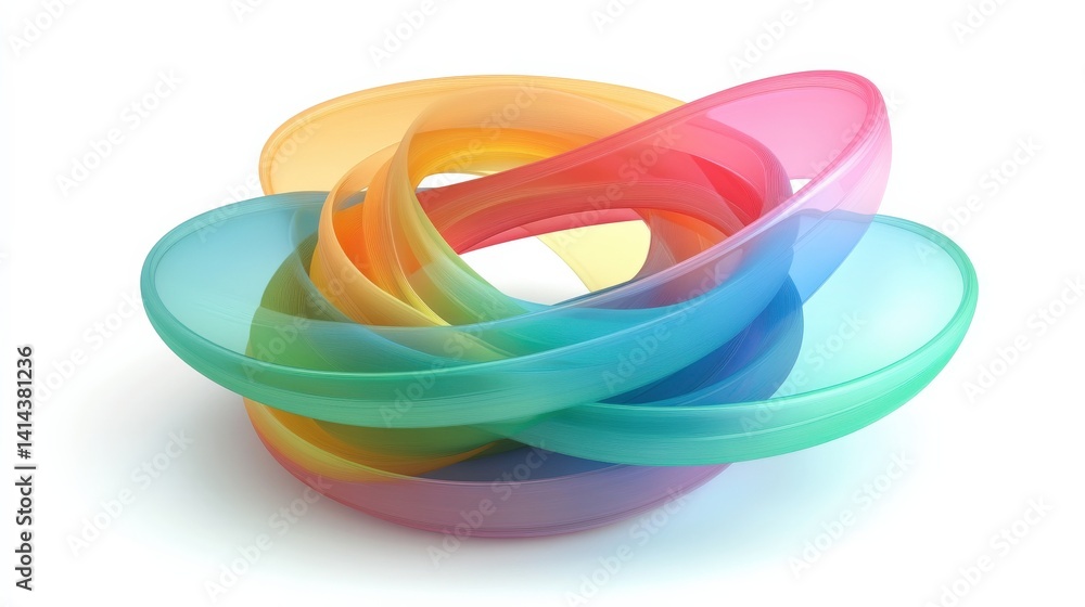 Vibrant Colorful Abstract Curved Shapes on White Background Vibrant Colorful Abstract Curved Shapes on White Background
