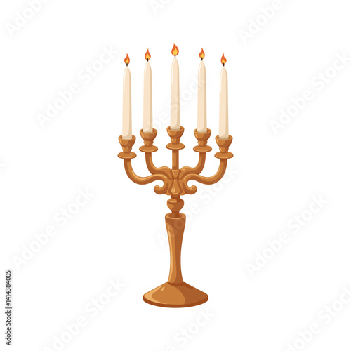Candle holder in vintage retro old style. Ancient candelabrum, metal candleho...