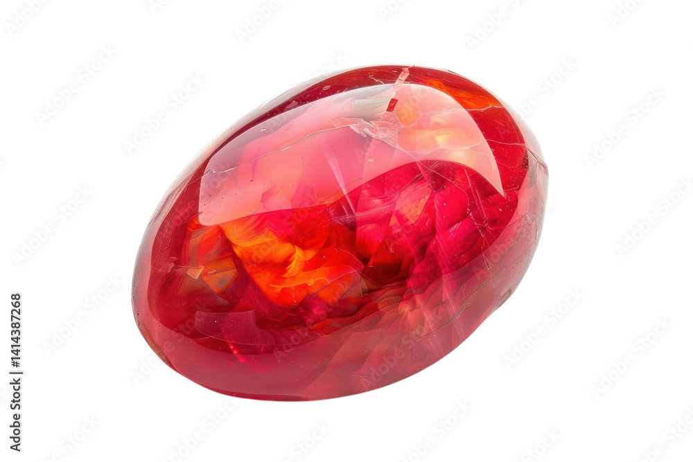 A vivid red gemstone sparkles with intricate patterns, highlighting its natural beauty isolated on transparent background A vivid red gemstone sparkles with intricate patterns, highlighting its natural beauty isolated on transparent background
