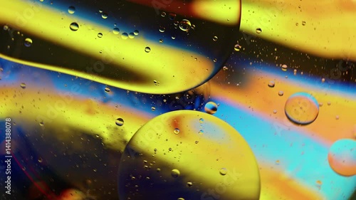 Colorful Oil Bubbles Moving on a Water Surface