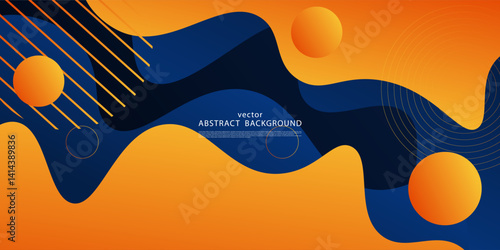 Abstract colorful blue and orange 3D wave background. Bright colored fluid pattern. Vector Eps10
