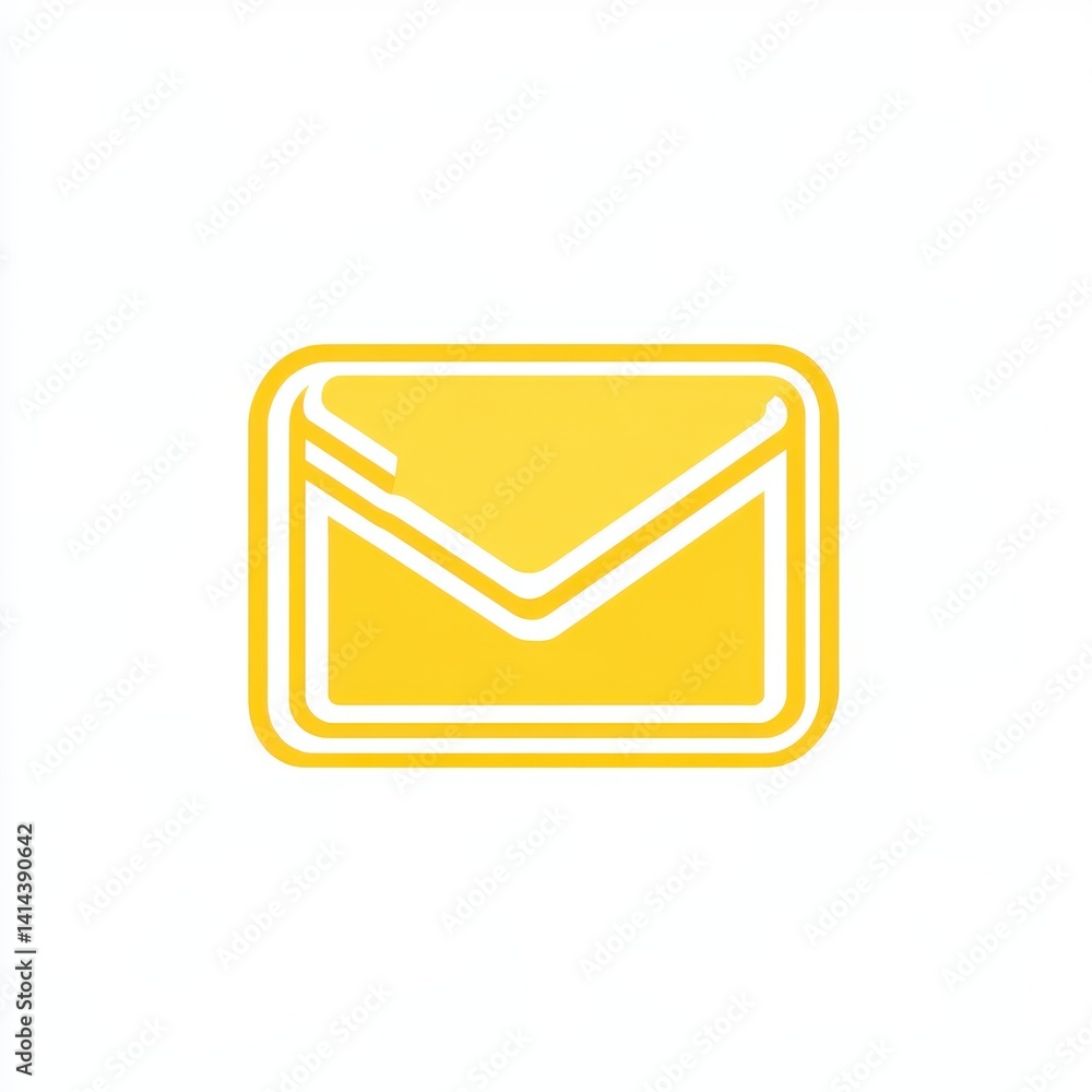 A yellow envelope icon with white outline isoleted on white background A yellow envelope icon with white outline isoleted on white background