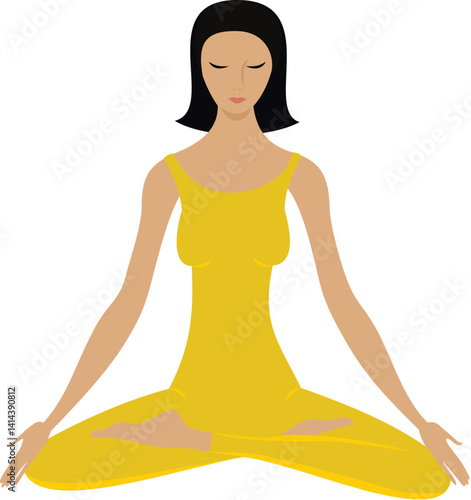 Beautiful yoga woman vector illustration in lotus pose