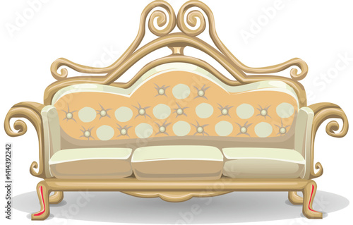 Vintage antique sofa, a comfortable furniture object isolated on white