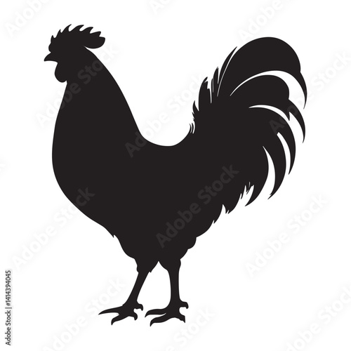 Rooster Silhouette Farm Animal Vector Illustration