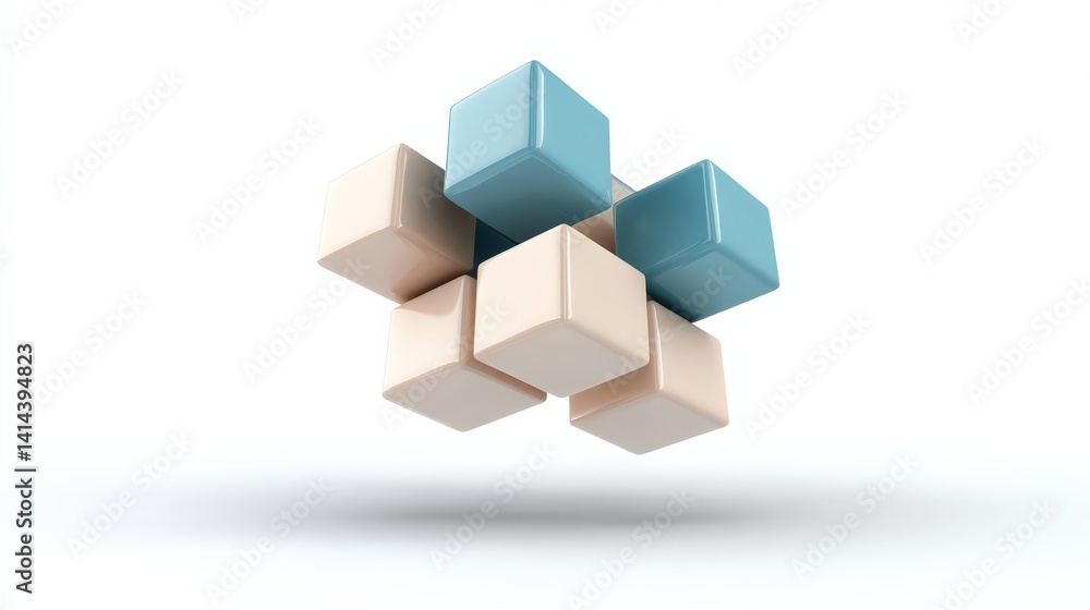 Colorful Building Blocks in Creative Arrangement on White Background Colorful Building Blocks in Creative Arrangement on White Background