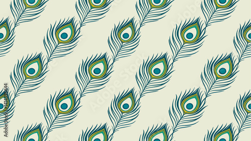 Seamless pattern with peacock feathers. Vector illustration in vintage style.