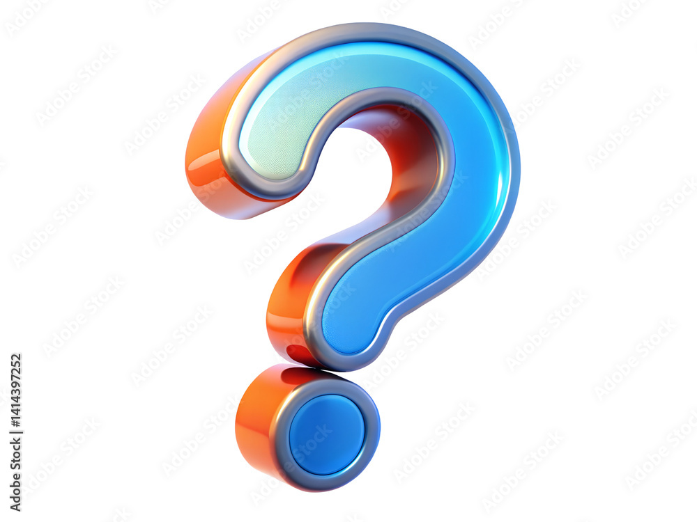 Naklejka premium 3D Colorful Question Mark Icon, 3D Illustration, 3D Rendering, 3D Icon