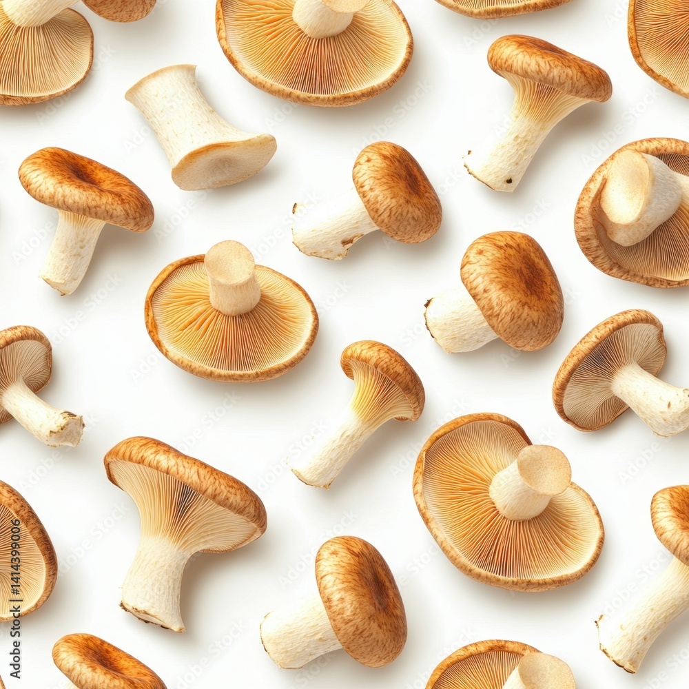 Fresh Edible Mushrooms on White Background for Culinary Use Fresh Edible Mushrooms on White Background for Culinary Use