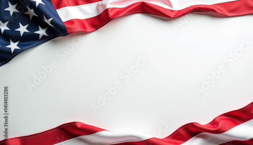 4th of July sale banner. Bold 4th of July SALE text with waving American flag on clean white background for Independence Day retail banner, email promotion, or website header