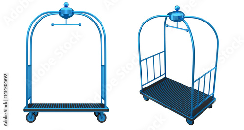 Wallpaper Mural Set of Hotel luggage trolley cart for carrying baggage on white background. 3d render element of hotel service on vacation Torontodigital.ca