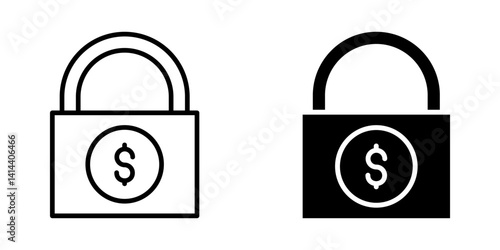 Lock dollar money Icon set. Symbol isolated white background. vector illustration. color editable.