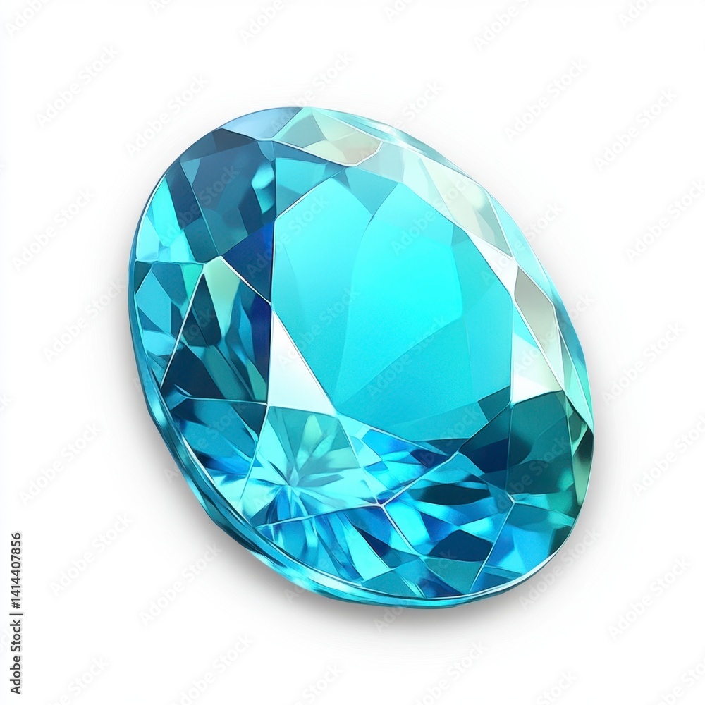 Brilliant Blue Gemstone Glowing with Radiant Light and Reflections Brilliant Blue Gemstone Glowing with Radiant Light and Reflections