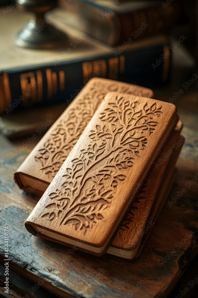 Fototapeta premium Handmade wooden bookmark under soft light