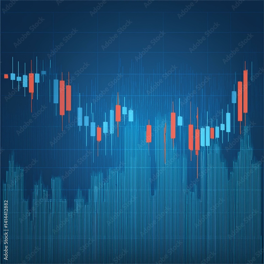 Business candle stick graph chart of stock market investment trading on blue background. Business candle stick graph chart of stock market investment trading on blue background.