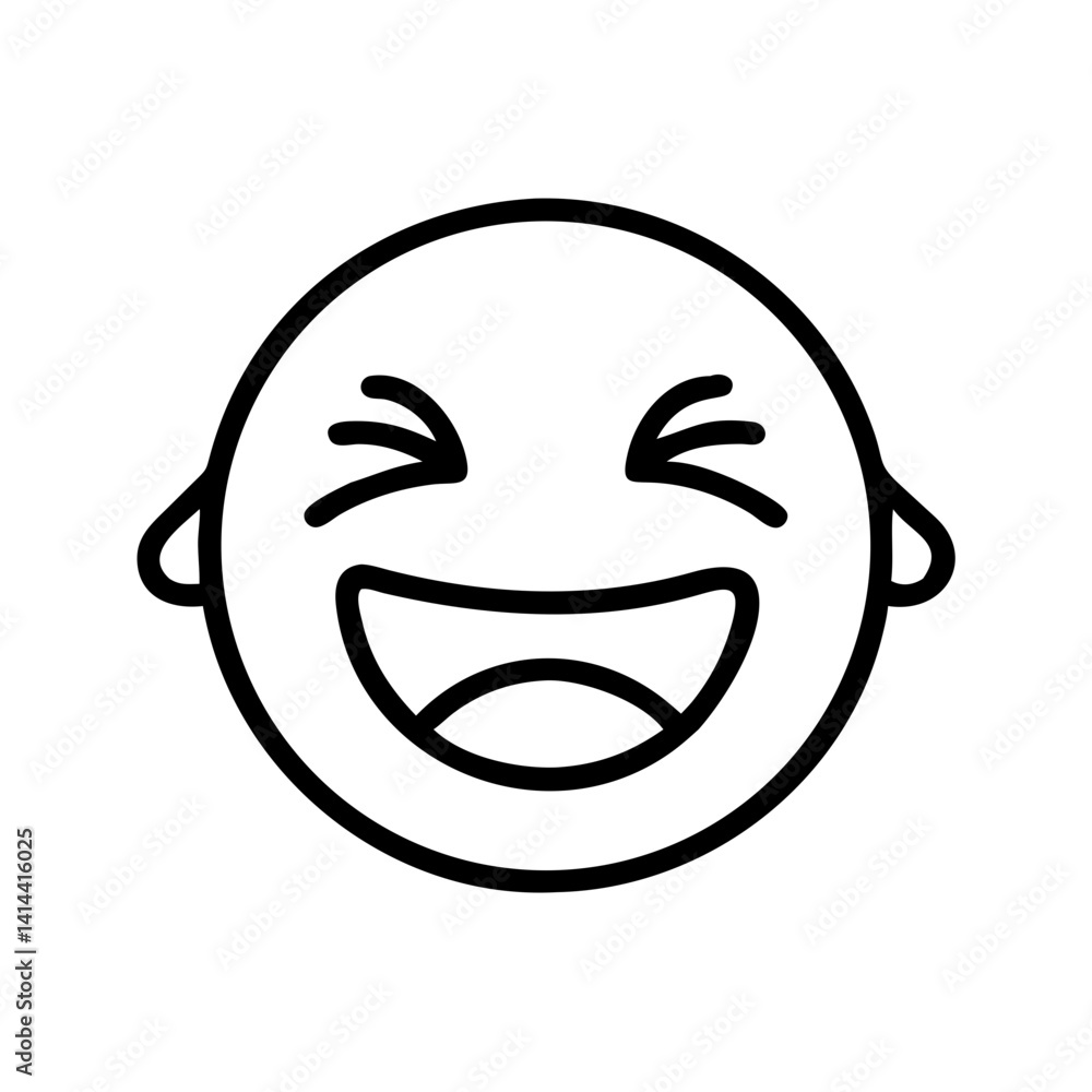 Laughing Emoji Expressing Joy in Simple Line Art Laughing Emoji Expressing Joy in Simple Line Art