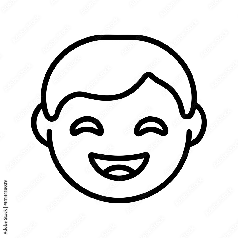 Happy child smiling icon with a joyful expression Happy child smiling icon with a joyful expression
