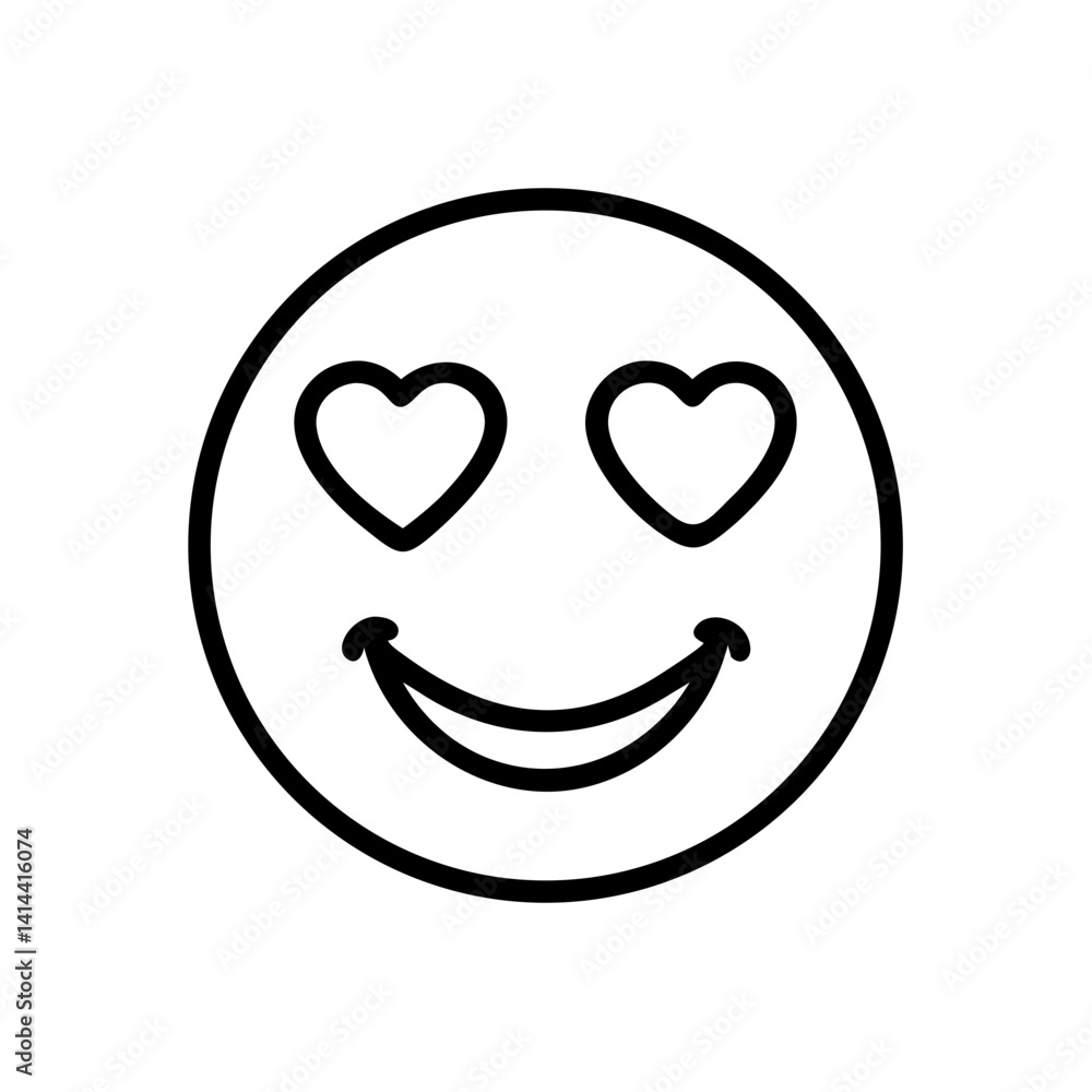 Smiley face with heart eyes expressing love on a simple background Smiley face with heart eyes expressing love on a simple background