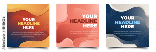Colorful wavy square banner design template with space for text. Usable for social media post, cover, web, flyer, card