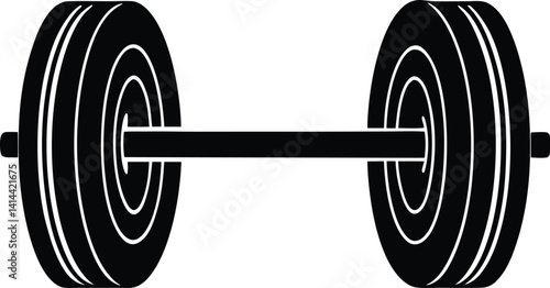 Barbell Icon Silhouette Black Vector | Fitness Strength Training Logo for Print and Digital Use