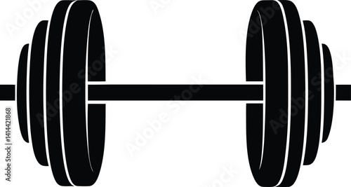 Barbell Icon Silhouette Black Vector | Fitness Strength Training Logo for Print and Digital Use