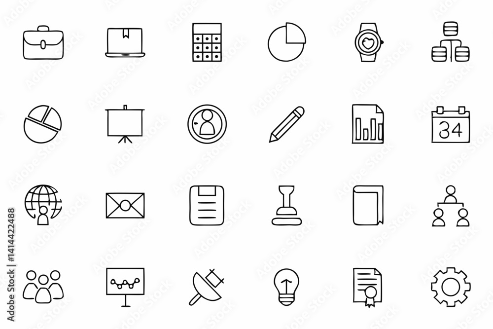 Minimal Business Office Icons Set - Linear Design SVG Collection
Minimal Business Office Icons Set - Linear Design SVG Collection