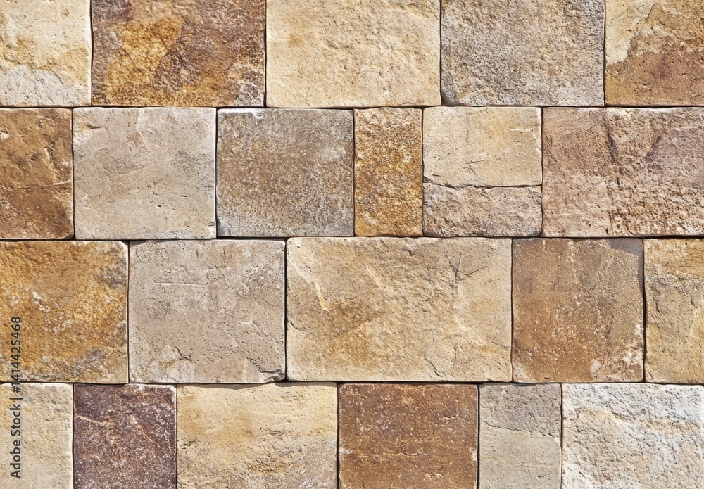 Fototapeta premium Textured Brown and Beige Natural Stone Wall Background for Design