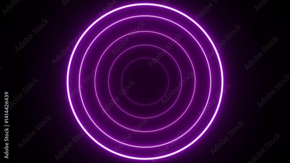 glowing neon Circle looping animation neon lines circle radio wave seamless looping animation black background. glowing neon Circle looping animation neon lines circle radio wave seamless looping animation black background.