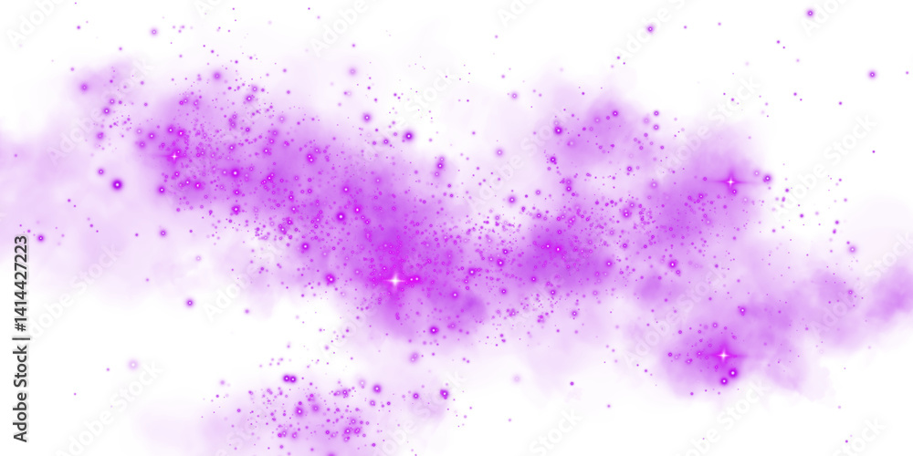 Magic purple smoke with glitter and small particles of twinkling stars. Fog with luminous particles. Purple vapor with stardust. PNG. Magic purple smoke with glitter and small particles of twinkling stars. Fog with luminous particles. Purple vapor with stardust. PNG.