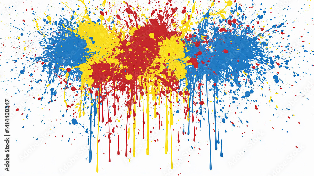 Fototapeta premium Vibrant paint brushes creating colorful splashes on canvas Generative AI
