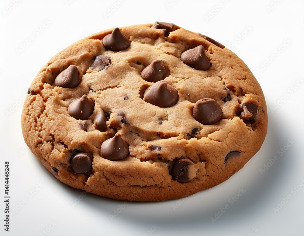 Freshly Baked Chocolate Chip Cookie on a Creamy White Backgroun Freshly Baked Chocolate Chip Cookie on a Creamy White Backgroun
