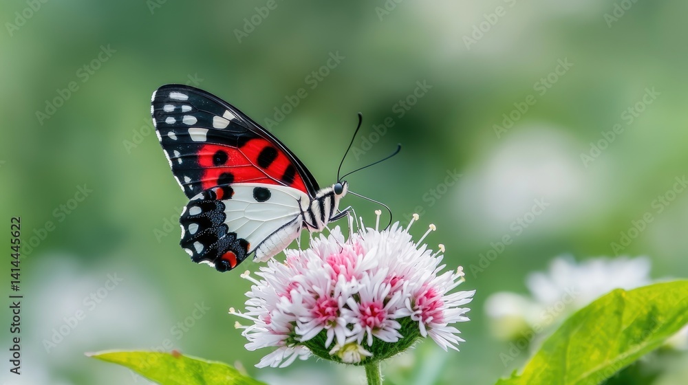 Naklejka premium Macro butterfly on pink flower soft focus nature photography