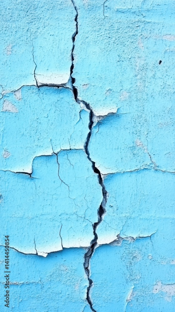 Fototapeta premium Cracked Blue Wall Texture: A Study in Decay and Time