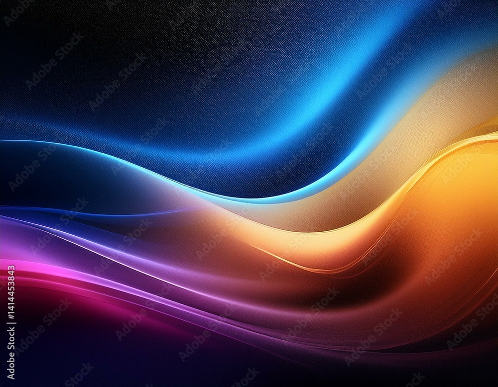 Obraz premium grainy, gradient, background, blue, pink, yellow, abstract, glowing, color, wave, black, dark, backdrop, texture, blurred, smooth, vibrant, colorful, modern, design, light, space, artistic, digital, i